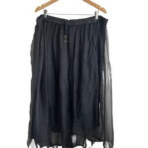 GoldStar Women Maxi Skirt Black Chiffon Overlay‎ Adjustable Whimsigoth Fairy Y2K